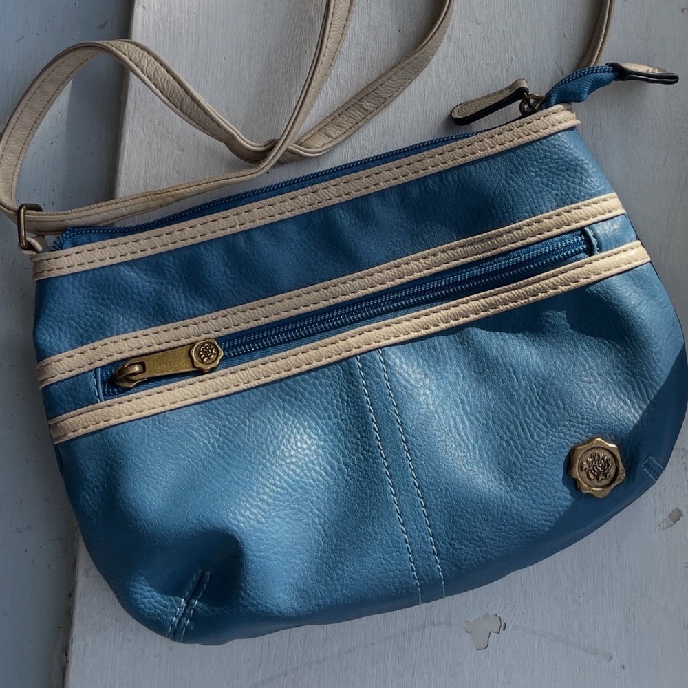 Vintage Blue and Cream Women's Bag